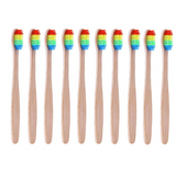 10 Bamboo Biodegradable Rainbow Toothbrushes MEGA DEAL