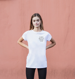 BE KIND tee - in a world where you can be anything - Women's Ethical T-shirt - White