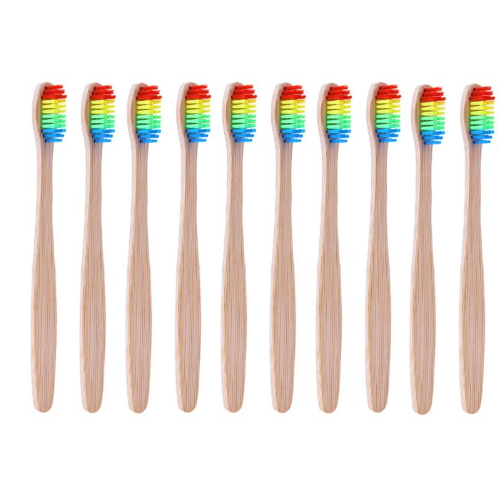 10 Bamboo Biodegradable Rainbow Toothbrushes MEGA DEAL