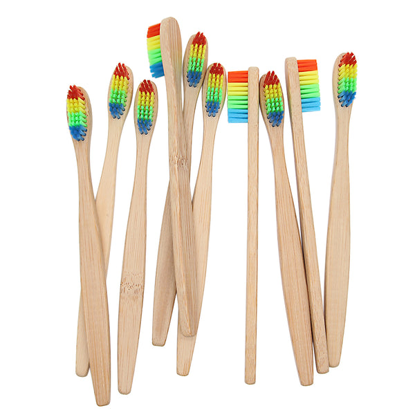 Organic bamboo biodegradable toothbrush - rainbow bamboo toothbrush plastic free