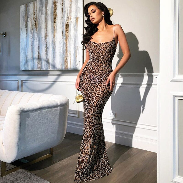 Siren Leopard Print Maxi Dress - Made To Order Clothing