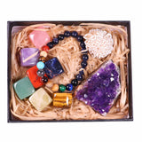 Chakra Healing Crystal Kit | Rose Quartz | Raw Amethyst Geode | Desert Rose | Chakra Bracelet
